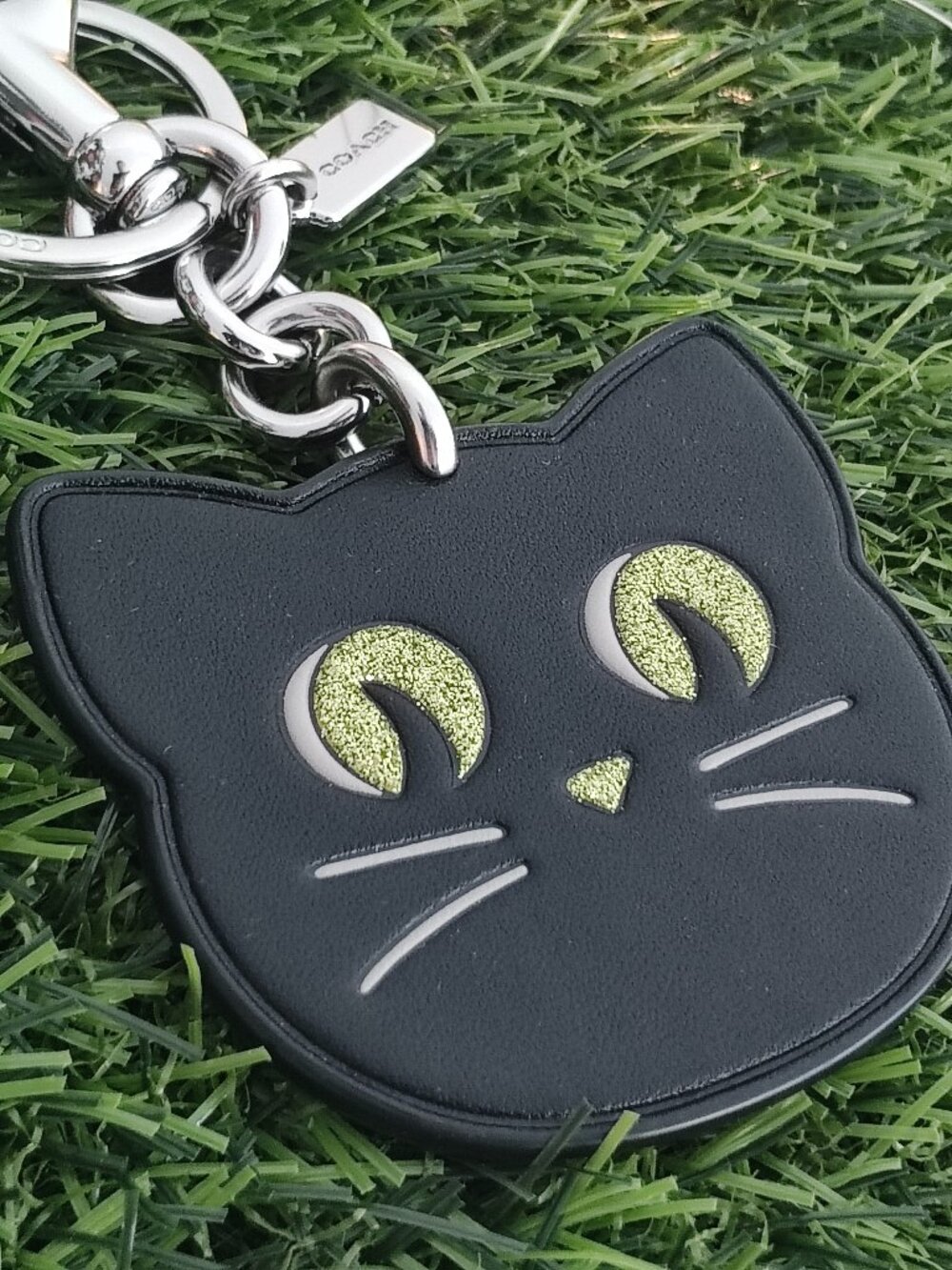Coach Halloween Leather Cat Charm with Glitter - NWT